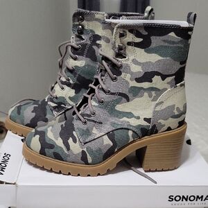 Sonoma Green and Tan Combat Moto Boots